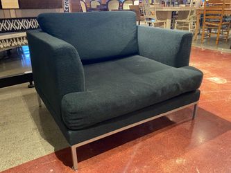 Wide Boxy Modern Metal Leg Accent Chair