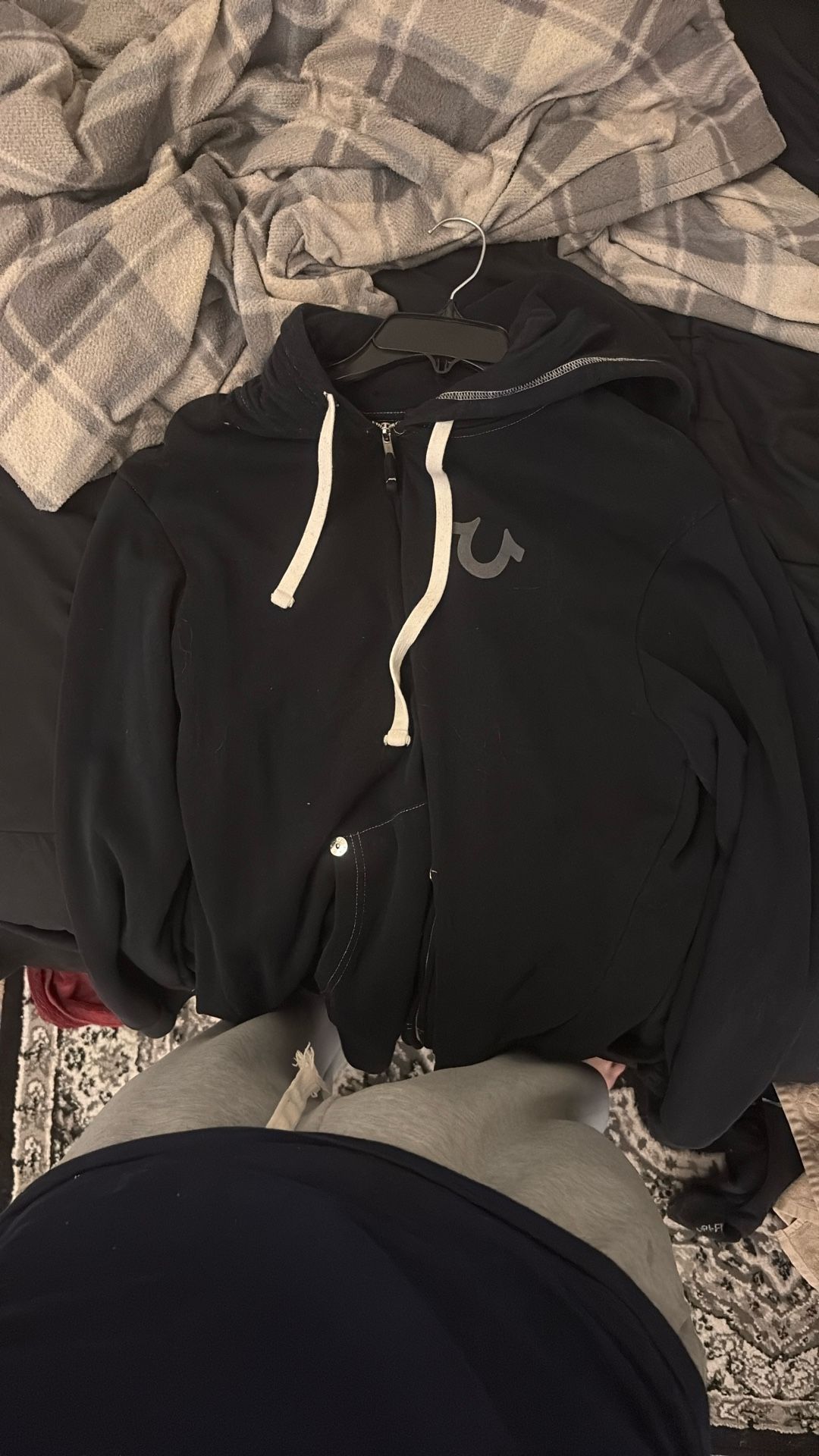 True Religion Zip Up Hoodie Black