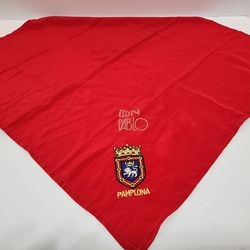 Spain "Running of The Bulls" Fermín Pamplona Red Bandana Pañuelico with Embroidered Coat of Arms