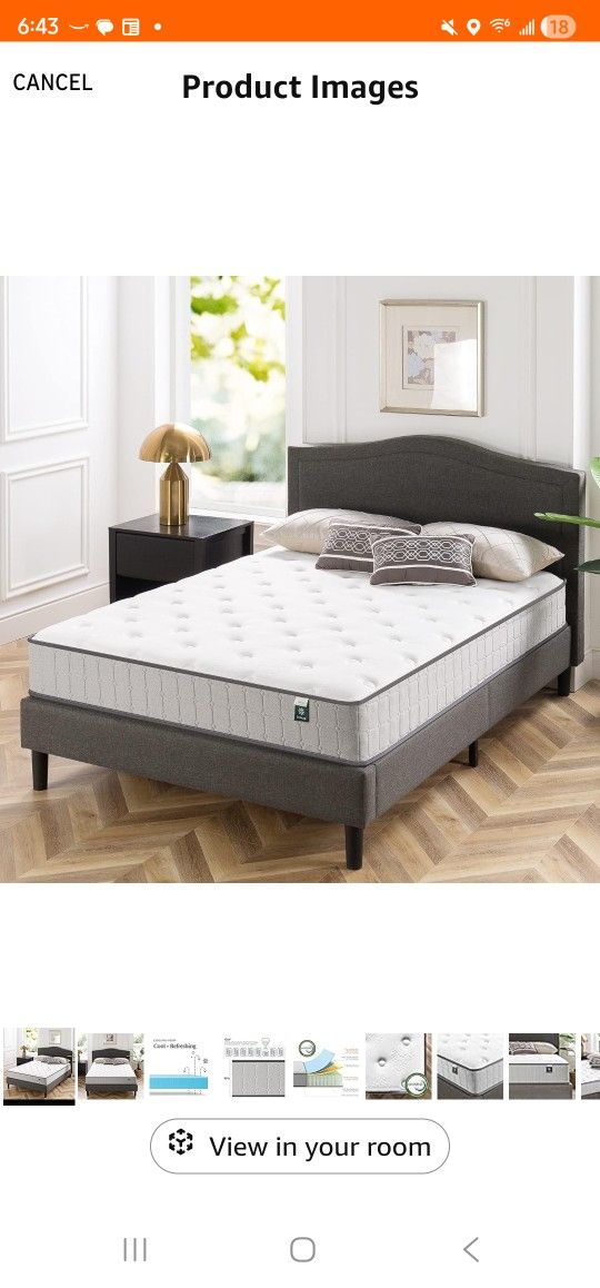 ZINUS 10 Inch Comfort Support Cooling Gel Hybrid Mattress, Full, Tight Top Innerspring Mattress, Motion Isolating Pocket Springs, Mattress in A Box