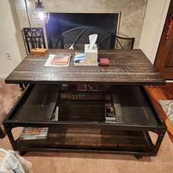 Rustic Wood Elevating Coffee Table