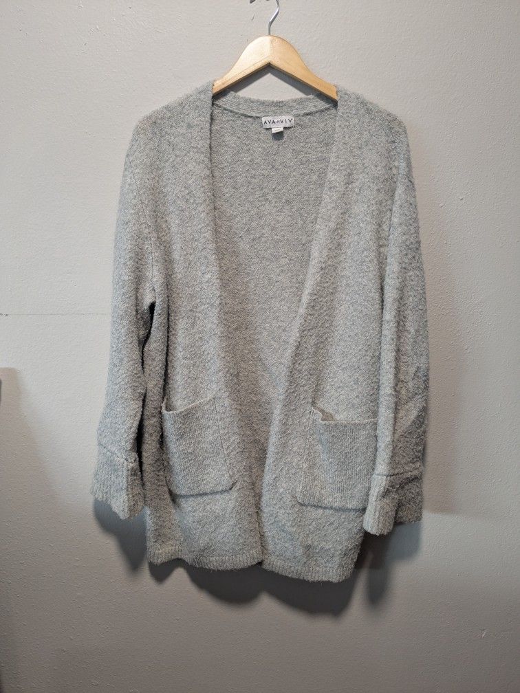 Women's Gray Silver Cardigan Sweater