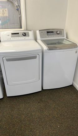 LG Top Load Washer & Dryer Set – Direct Drive + Sensor Dry, White