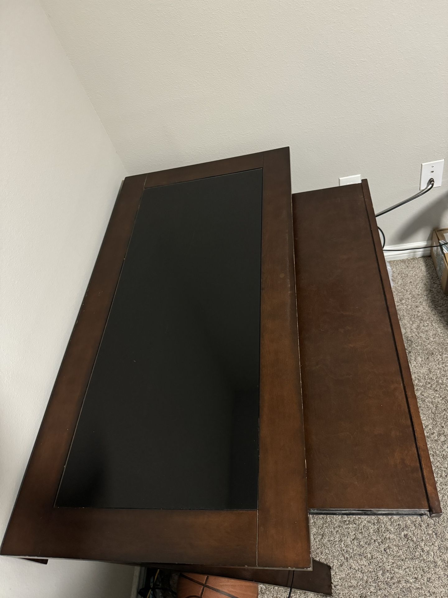 Real Wood Desk with Glass Top