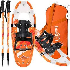 Gpeng 3-in-1 Xtreme Lightweight Terrain Snowshoes for Men Women Youth Kids, Light Weight Aluminum Alloy Terrain Snow Shoes with Trekking Poles and Car