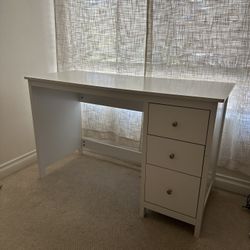 Ivory White Desk With Drawers - Like New 
