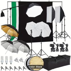 8.5ftx10ft Backdrop Stand Photography Lighting Kit - 5 Tripod Stands, Umbrella Softbox, Continuous Lighting, Photo Studio Equipment for Portrait Produ