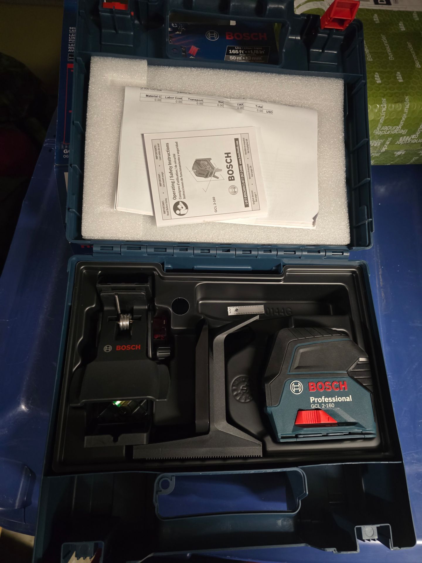 NEW BOSCH GCL 2-160 -- SELF-LEVELING CROSS-LINE LASER WITH PLUMB POINTS