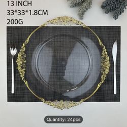 24 Count Clear Charger Plates 13”