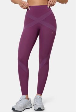 Fanka Performance Purple Solid High Rise Ankle Leggings Women's Regular 8 Logo