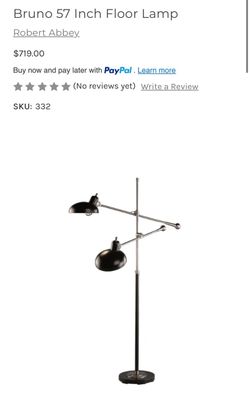 Robert Abbey Bruno Designer Floor Lamp – Adjustable Mid-Century Modern – $450