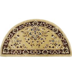Beige Oriental Wool Hearth Rug, Half Round-India production