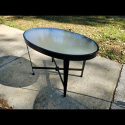 Mid-Century Style Oval Glass Top Coffee Table