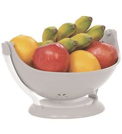 Uniware Silver Aluminum & Off White ABS Fruit Basket