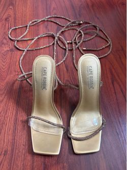 Gold heels with rose gold straps