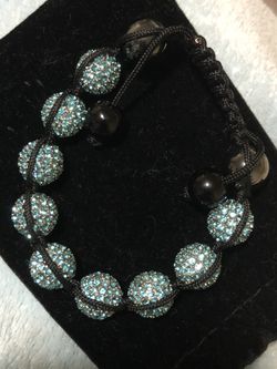 Teal rhinestone adjustable bracelet OBO