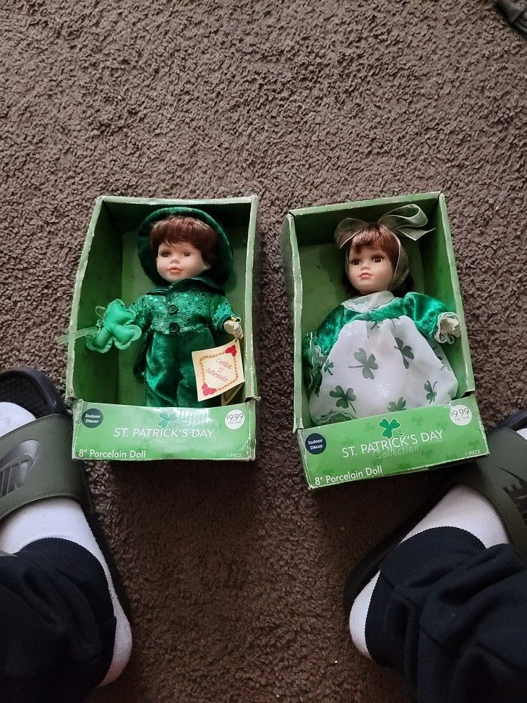 2005 Vintage Porcelain St.patricks Dolls 