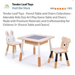 Tender Leaf Kids Wooden Table W/2 Chairs