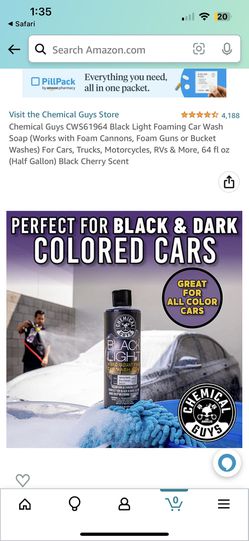 Chemical Guys CWS61964 Black Light Foaming Car Wash Soap (Works with Foam  Cannons, Foam Guns or Bucket Washes) For Cars, Trucks, Motorcycles, RVs 