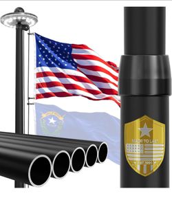 25FT Heavy Duty Flag Pole, 2.7" Aluminum, Solar Light, 100MPH Wind Tested
3x5 USA Flag Included, Tapered Design, Ground Mount Hardware, Gift Box Packa
