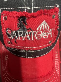 Rare Saratoga Race Course Mesh Hat Cap Men Distressed Red Adjustable
