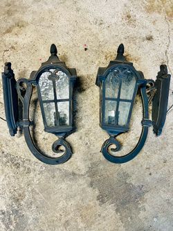 Pair of Black Outdoor Wall Lantern Sconces