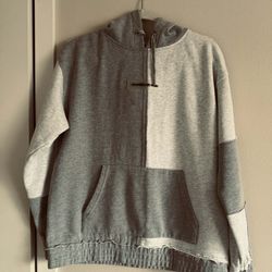 Manière De Voir Two-Tone Patchwork Hoodie - Grey - Size 14