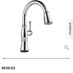 Delta Cassidy Pull-Down Kitchen Faucet with On/Off Touch Activation and Magnetic Docking Spray Head and ShieldSpray 