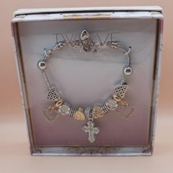 Vintage Twelve Heart Charm Bracelet