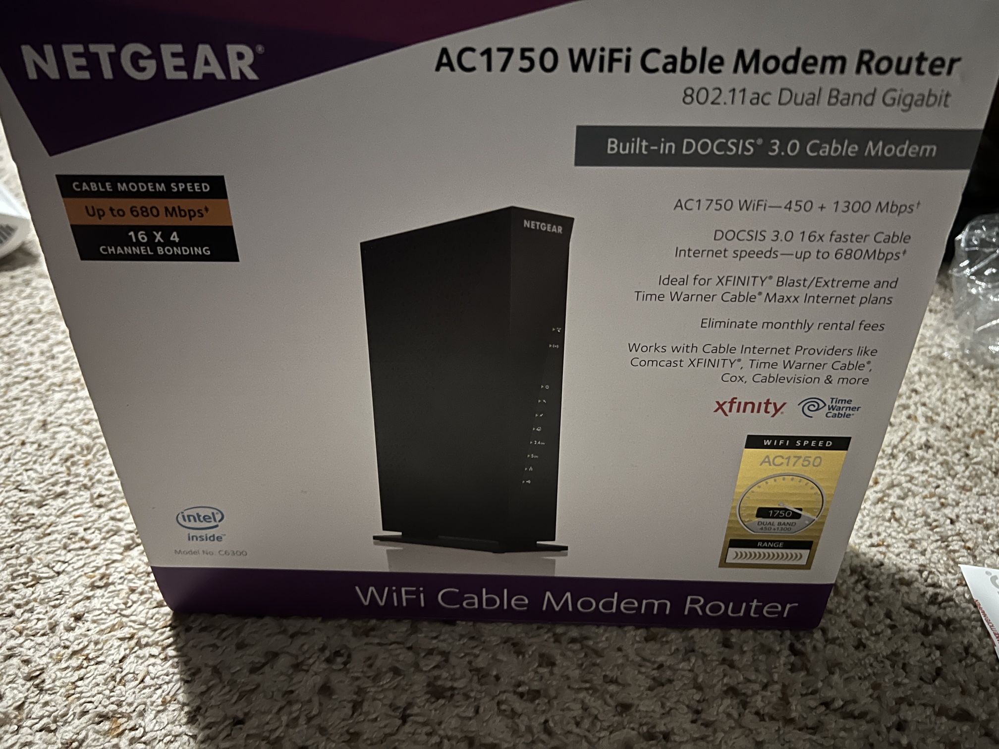AC1750 WiFi Cable Modem Router 802.11 ac Dual Band Gigabit