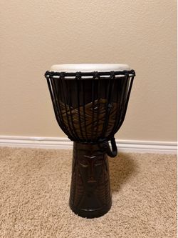 African Djembe Drum - Carved Wood, Great Sound, Ready to Play