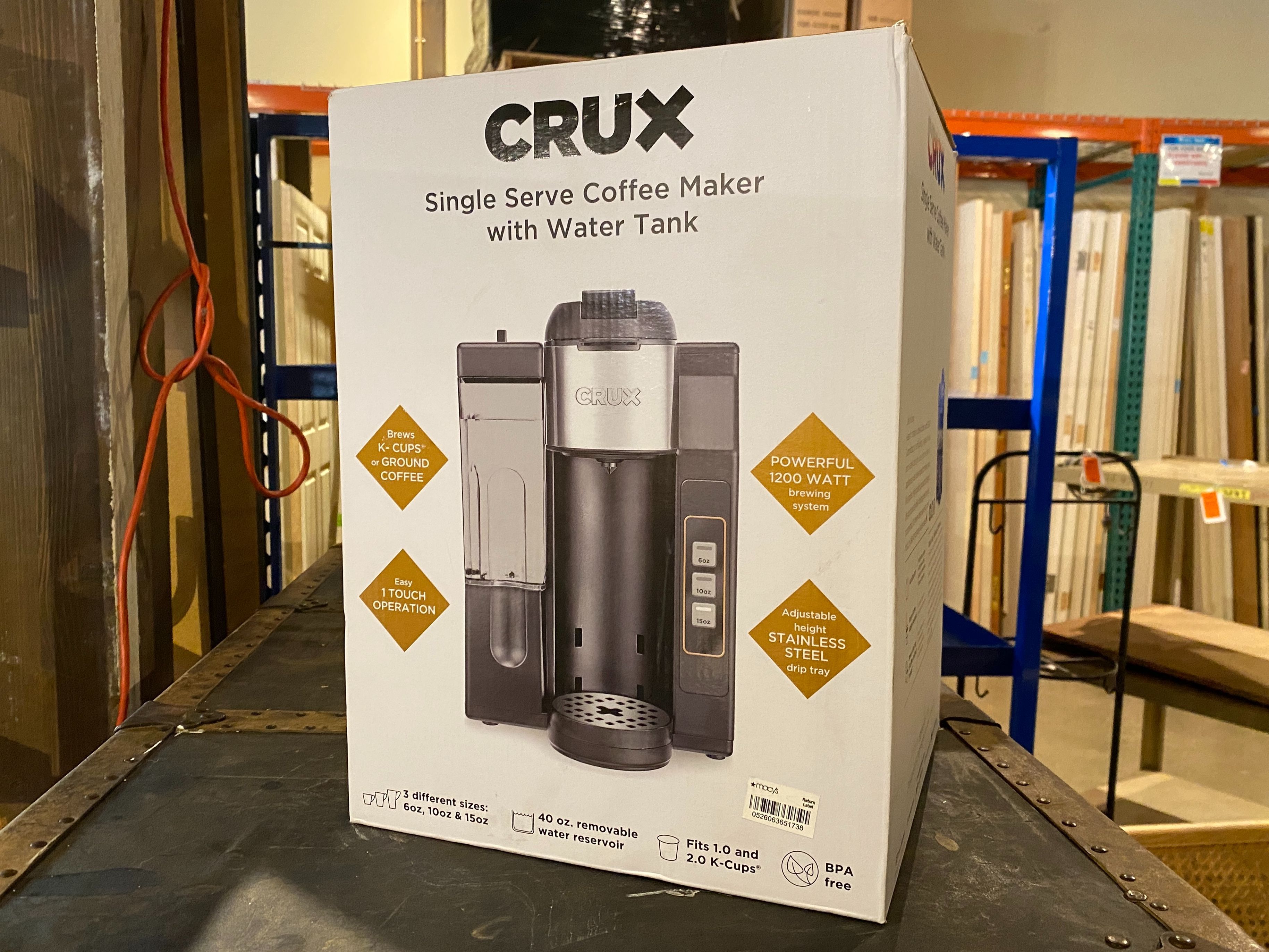 CRUX Single Serve Coffee Maker with Water Tank
