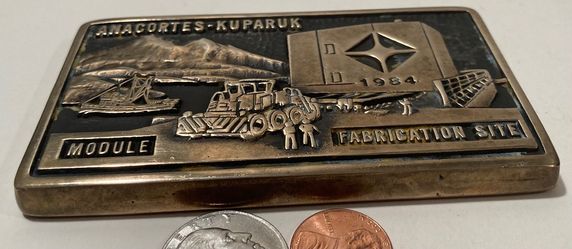 Vintage 1984 Brass 1 Pound Bar, Arco Oil Company, Anacortes, Kuparuk, Module Fabrication Site, Paperweight, Energy, Petroleum, 4 1/4" x 2 1/2", Heavy 