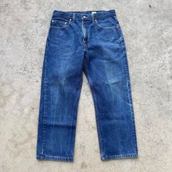 Vintage Levi’s 505 Regular Fit Straight Leg Dark Wash Blue Denim Jeans Sz 31x25.5