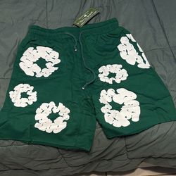 Denim Tears The Cotton Wreath Shorts 'Green' | Men's Size M