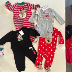 Christmas Baby Outfits/Pajamas, Size 3-6 Months