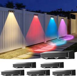 Solar Fence Lights,100 LM Color Changing Solar Wall Lights Outdoor Solar Powered with Ultra-Bright LED Lens 1200 mAh Waterproof IP65 for Christmas Hal