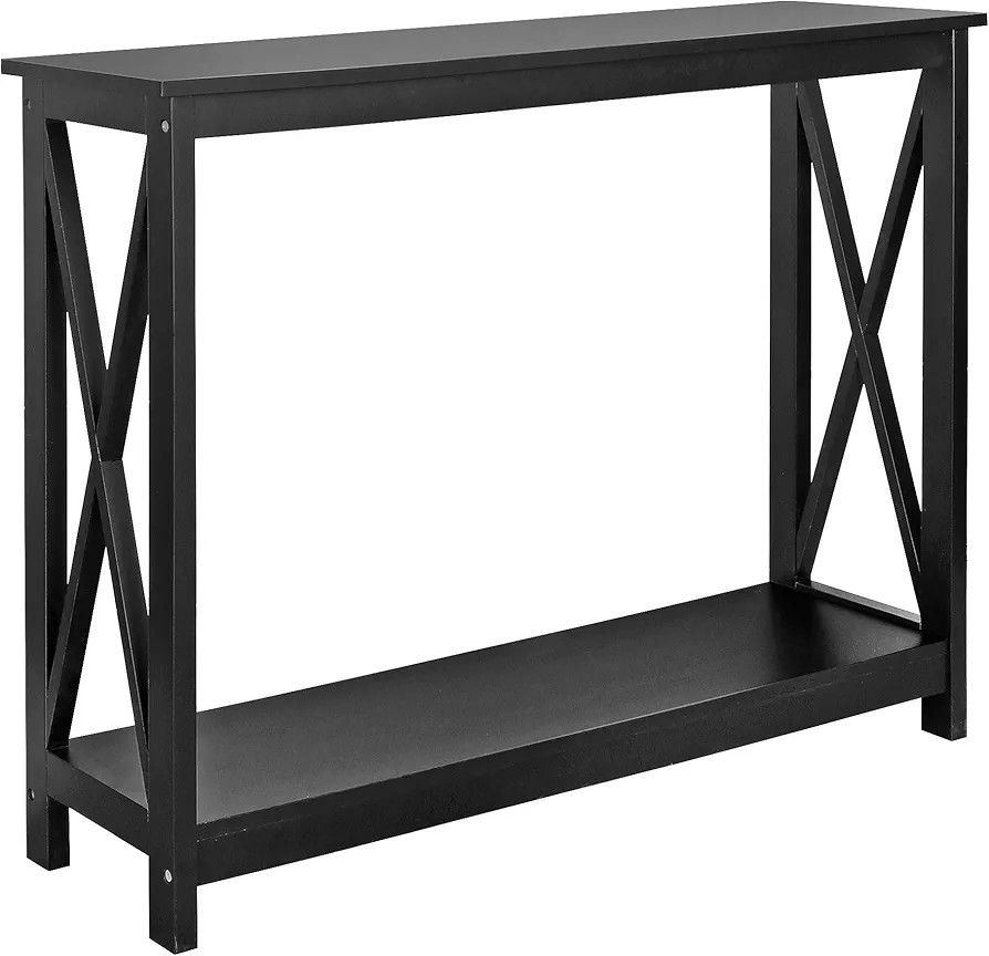 Console Table, Entryway Table, Narrow Sofa Table with 2-Tier Shelves, Entrance Table for Living Room, Entryway, Hallway, Foyer (Black)