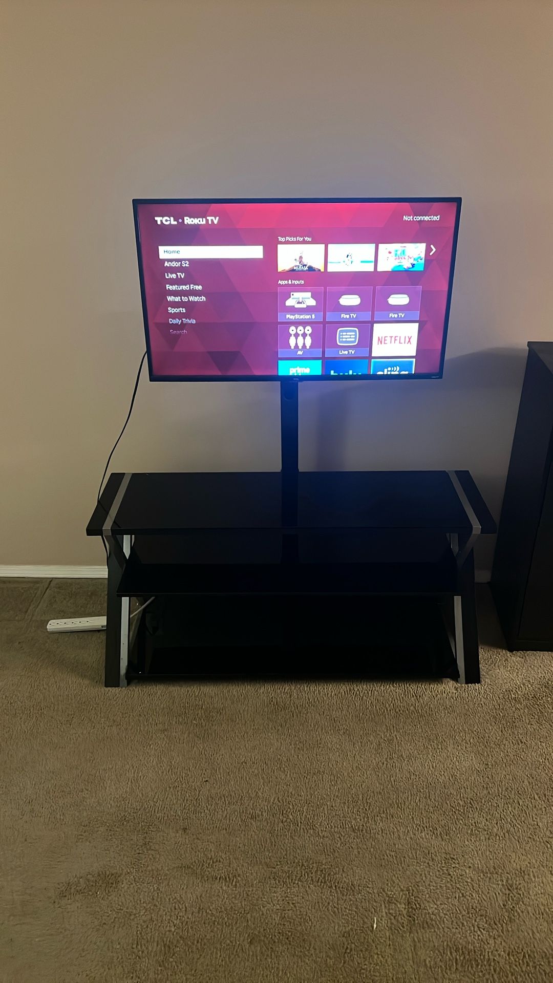 Tv Stand And 42 In ROKU TV