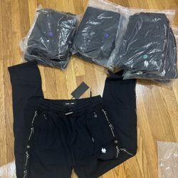 6 Pants Lot ! 2 Sizes - Homme + Femme Track Jogger Sweatpants Joggers Mens Black