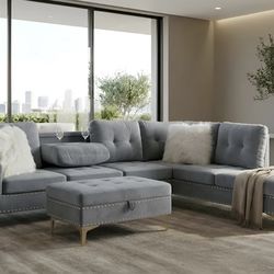 Glam Sectional with Ottoman