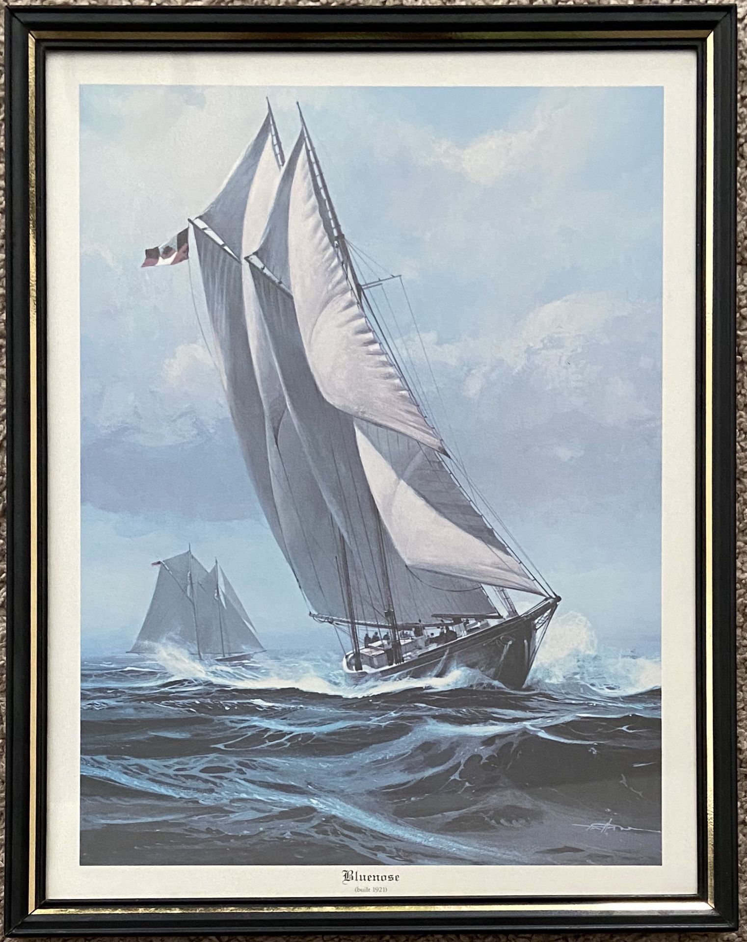 BLUENOSE NOVA SCOTIA BANKS FISHERMAN SPEED SHIP COLOR PRINT THOMAS HOYNE