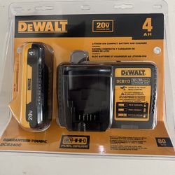 DeWALT 20V Compact Lithium Ion 4.0 AH Battery W 12V to 20V Max Charger DCB240C