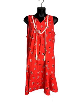 PinkBlush Red Floral Sleeveless Dress with Tassel Tie Women's Large