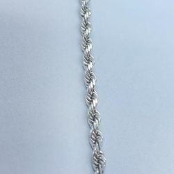 Solid White Gold Rope Bracelet 