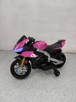 Pink Aprilia RSV4 Kids Electric Ride-On Motorcycle