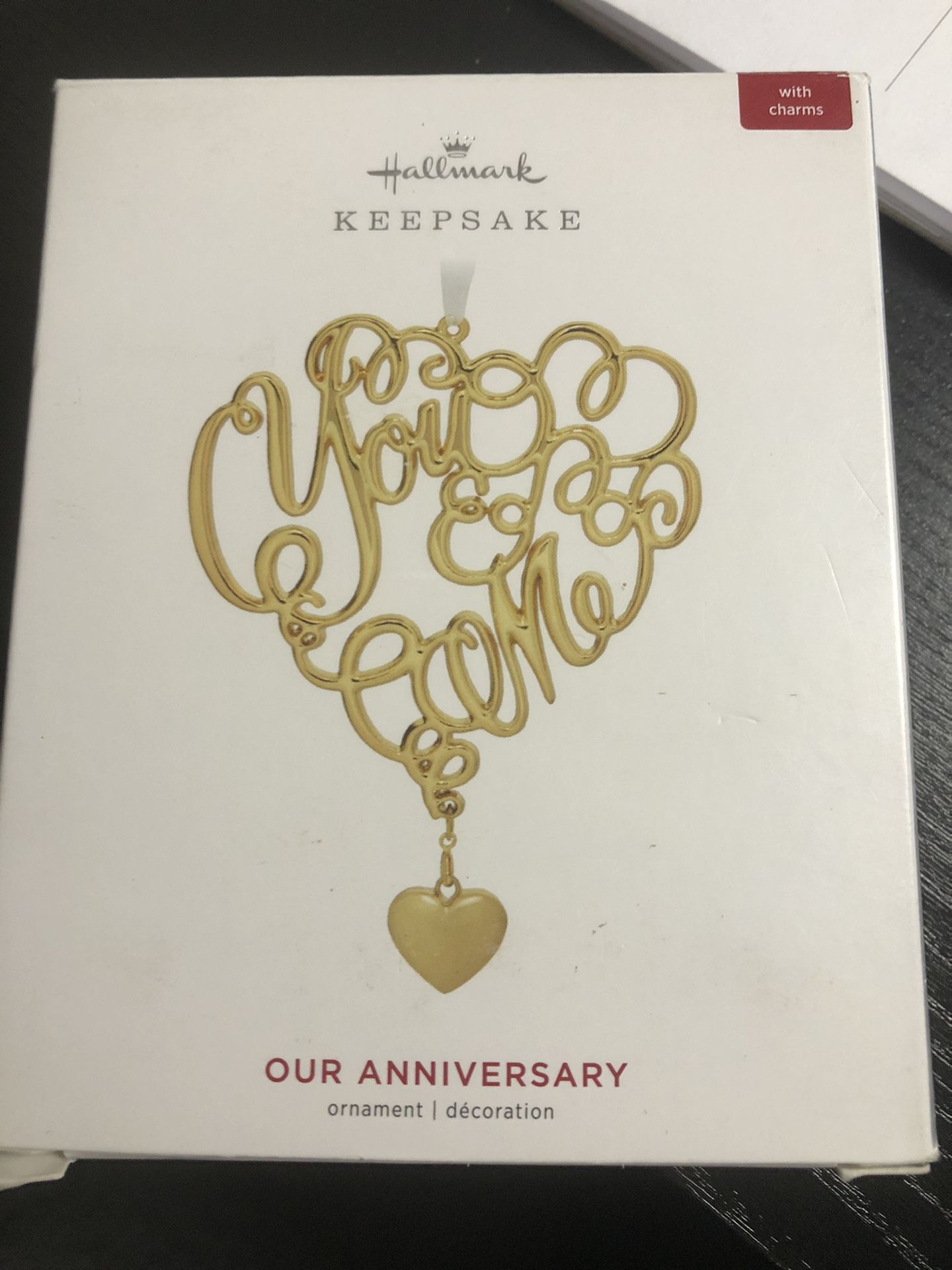 Hallmark Keepsake You & Me Our Anniversary Metal Ornament Customize W/ Year Charms