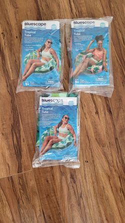 Bluescape Blue Tropical Inflatable Swim Tube, Pool Float, Age 9 & up New ( 3 pcs)