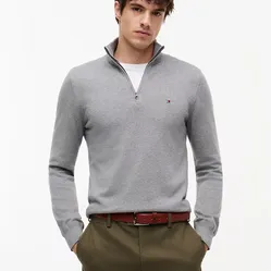 Tommy Hilfiger Sweater Mens Gray Quarter Zip Pullover Knit – Size Large