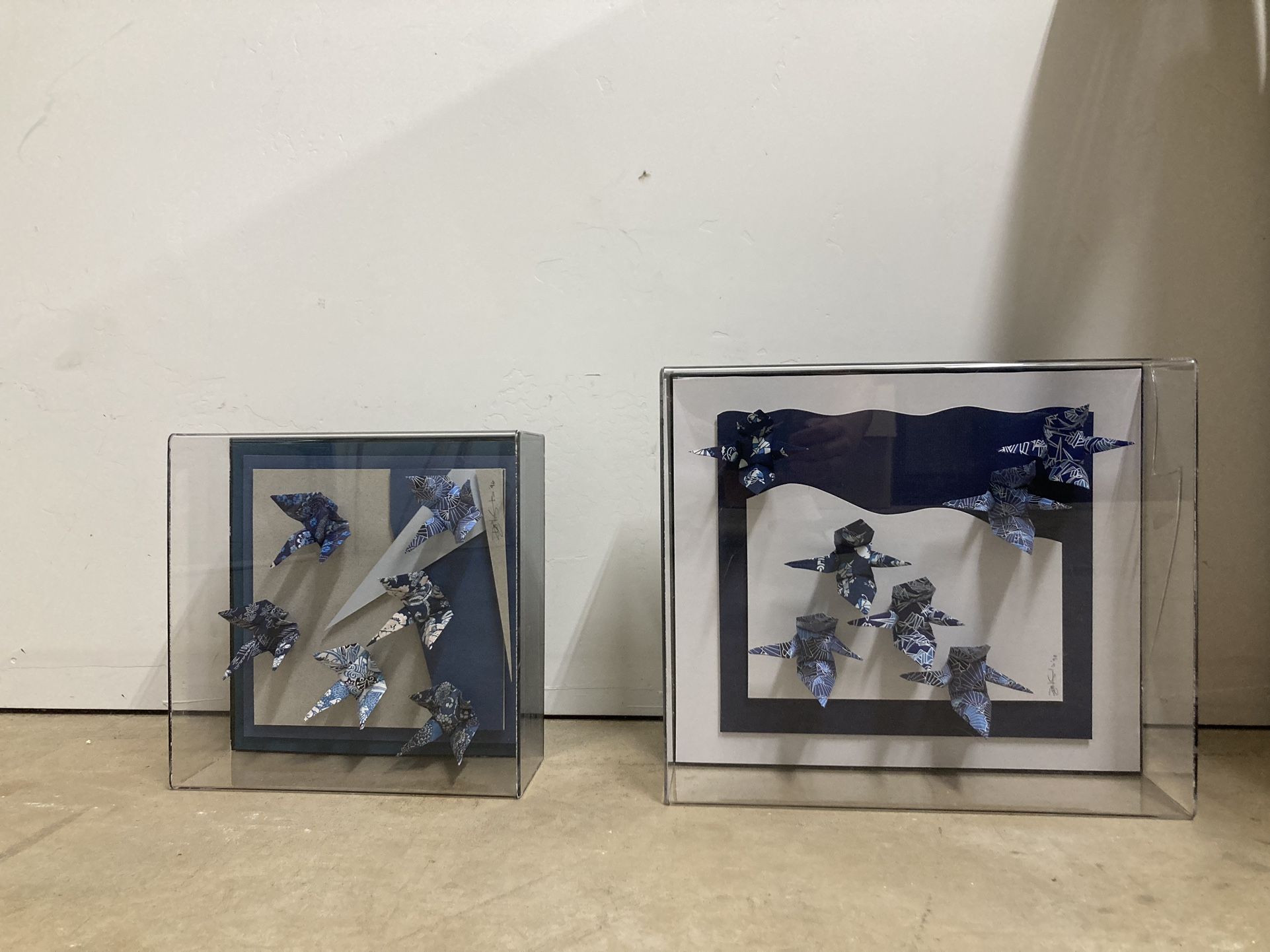 Encased Bird Origami Wall Hangings